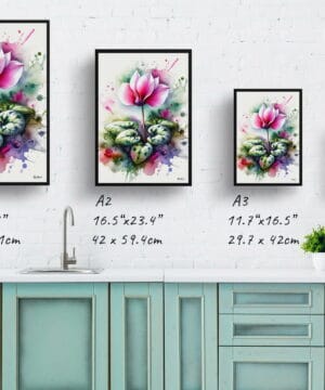 Cyclamen Persicum (Cyclamen) Watercolour Botanical Art Print - Blotted Painting Framed Plant Wall Art 21 Cyclamen Persicum (Cyclamen) Watercolour Botanical Art Print - Blotted Painting Framed Plant Wall Art - Image 8