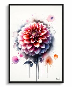 Dahlia (Asteraceae) Watercolour Botanical Art Print - Blotted Painting Framed Plant Wall Art 22 Dahlia (Asteraceae) Watercolour Botanical Art Print - Blotted Painting Framed Plant Wall Art - Image 9