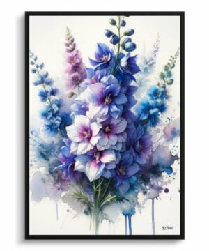 Delphinium (Larkspur) Watercolour Botanical Art Print - Blotted Painting Framed Plant Wall Art 25 Delphinium (Larkspur) Watercolour Botanical Art Print - Blotted Painting Framed Plant Wall Art - Image 12