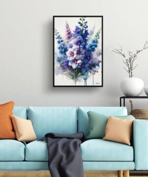 Delphinium (Larkspur) Watercolour Botanical Art Print - Blotted Painting Framed Plant Wall Art 22 Delphinium (Larkspur) Watercolour Botanical Art Print - Blotted Painting Framed Plant Wall Art - Image 9