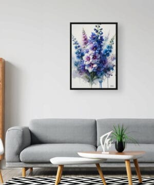 Delphinium (Larkspur) Watercolour Botanical Art Print - Blotted Painting Framed Plant Wall Art 23 Delphinium (Larkspur) Watercolour Botanical Art Print - Blotted Painting Framed Plant Wall Art - Image 10