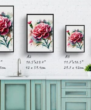 Dianthus caryophyllus (Carnation) Watercolour Botanical Art Print - Blotted Painting Framed Plant Wall Art 25 Dianthus caryophyllus (Carnation) Watercolour Botanical Art Print - Blotted Painting Framed Plant Wall Art - Image 12