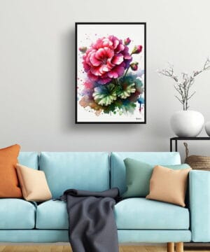 Geranium (Pelargoniums) Watercolour Botanical Art Print - Blotted Painting Framed Plant Wall Art 19 Geranium (Pelargoniums) Watercolour Botanical Art Print - Blotted Painting Framed Plant Wall Art - Image 6