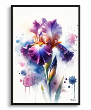 Iris (Fleur-de-lis) Watercolour Botanical Art Print - Blotted Painting Framed Plant Wall Art 18 Iris (Fleur-de-lis) Watercolour Botanical Art Print - Blotted Painting Framed Plant Wall Art - Image 5