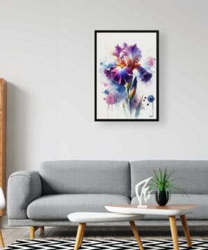Iris (Fleur-de-lis) Watercolour Botanical Art Print - Blotted Painting Framed Plant Wall Art 20 Iris (Fleur-de-lis) Watercolour Botanical Art Print - Blotted Painting Framed Plant Wall Art - Image 7