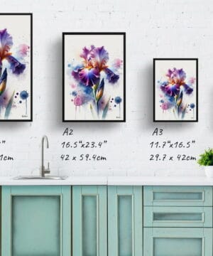 Iris (Fleur-de-lis) Watercolour Botanical Art Print - Blotted Painting Framed Plant Wall Art 21 Iris (Fleur-de-lis) Watercolour Botanical Art Print - Blotted Painting Framed Plant Wall Art - Image 8