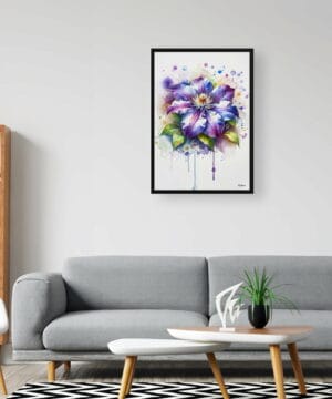 Leather flower (Clematis) Watercolour Botanical Art Print - Blotted Painting Framed Plant Wall Art 24 Leather flower (Clematis) Watercolour Botanical Art Print - Blotted Painting Framed Plant Wall Art - Image 11