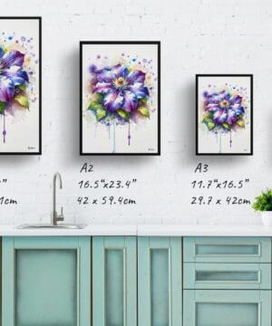 Leather flower (Clematis) Watercolour Botanical Art Print - Blotted Painting Framed Plant Wall Art 25 Leather flower (Clematis) Watercolour Botanical Art Print - Blotted Painting Framed Plant Wall Art - Image 12