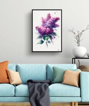 watercolour blotted flowers lilacsyringa vulgaris living room