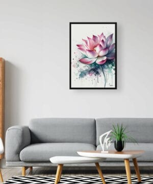 Lotus (Nelumbo nucifera) Watercolour Botanical Art Print - Blotted Painting Framed Plant Wall Art 20 Lotus (Nelumbo nucifera) Watercolour Botanical Art Print - Blotted Painting Framed Plant Wall Art - Image 7