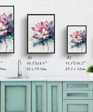 Lotus (Nelumbo nucifera) Watercolour Botanical Art Print - Blotted Painting Framed Plant Wall Art 21 Lotus (Nelumbo nucifera) Watercolour Botanical Art Print - Blotted Painting Framed Plant Wall Art - Image 8