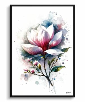 Magnolia (grandiflora) Watercolour Botanical Art Print - Blotted Painting Framed Plant Wall Art 18 Magnolia (grandiflora) Watercolour Botanical Art Print - Blotted Painting Framed Plant Wall Art - Image 5