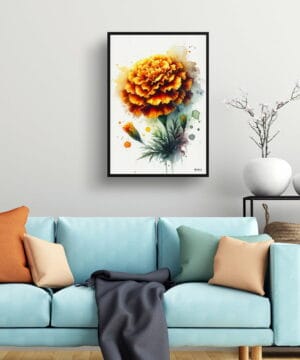 Marigold (Tagetes) Watercolour Botanical Art Print - Blotted Painting Framed Plant Wall Art 19 Marigold (Tagetes) Watercolour Botanical Art Print - Blotted Painting Framed Plant Wall Art - Image 6