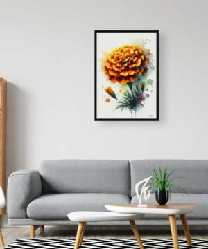 Marigold (Tagetes) Watercolour Botanical Art Print - Blotted Painting Framed Plant Wall Art 24 Marigold (Tagetes) Watercolour Botanical Art Print - Blotted Painting Framed Plant Wall Art - Image 11