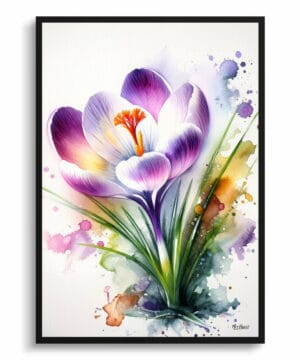 Meadow Saffron (Crocus) Watercolour Botanical Art Print - Blotted Painting Framed Plant Wall Art 18 Meadow Saffron (Crocus) Watercolour Botanical Art Print - Blotted Painting Framed Plant Wall Art - Image 5