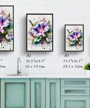 Morning Glory (Ipomoea purpurea) Watercolour Botanical Art Print - Blotted Painting Framed Plant Wall Art 21 Morning Glory (Ipomoea purpurea) Watercolour Botanical Art Print - Blotted Painting Framed Plant Wall Art - Image 8