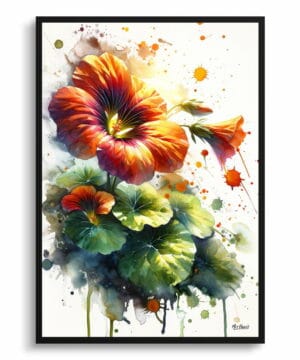 Nasturtiums (Tropaeolum) Watercolour Botanical Art Print - Blotted Painting Framed Plant Wall Art 22 Nasturtiums (Tropaeolum) Watercolour Botanical Art Print - Blotted Painting Framed Plant Wall Art - Image 9