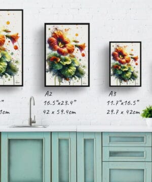 Nasturtiums (Tropaeolum) Watercolour Botanical Art Print - Blotted Painting Framed Plant Wall Art 21 Nasturtiums (Tropaeolum) Watercolour Botanical Art Print - Blotted Painting Framed Plant Wall Art - Image 8
