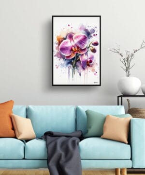 Orchid (Orchidaceae) Watercolour Botanical Art Print - Blotted Painting Framed Plant Wall Art - Image 6