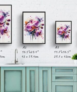 Orchid (Orchidaceae) Watercolour Botanical Art Print - Blotted Painting Framed Plant Wall Art - Image 8