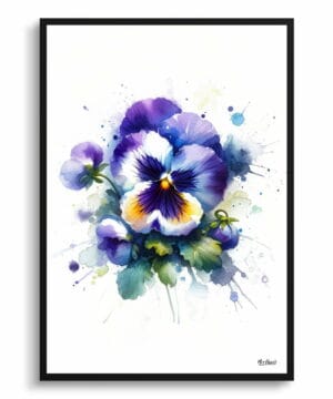 Pansy (Viola x wittrockiana) Watercolour Botanical Art Print - Blotted Painting Framed Plant Wall Art 22 Pansy (Viola x wittrockiana) Watercolour Botanical Art Print - Blotted Painting Framed Plant Wall Art - Image 9