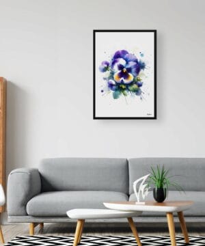Pansy (Viola x wittrockiana) Watercolour Botanical Art Print - Blotted Painting Framed Plant Wall Art 24 Pansy (Viola x wittrockiana) Watercolour Botanical Art Print - Blotted Painting Framed Plant Wall Art - Image 11