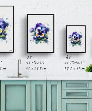 Pansy (Viola x wittrockiana) Watercolour Botanical Art Print - Blotted Painting Framed Plant Wall Art 25 Pansy (Viola x wittrockiana) Watercolour Botanical Art Print - Blotted Painting Framed Plant Wall Art - Image 12
