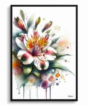 Peruvian Lily of the Incas (Alstroemeria) Watercolour Botanical Art Print - Blotted Painting Framed Plant Wall Art 18 Peruvian Lily of the Incas (Alstroemeria) Watercolour Botanical Art Print - Blotted Painting Framed Plant Wall Art - Image 5