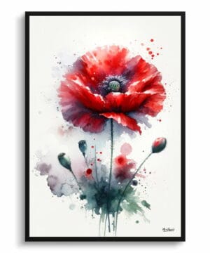 Poppy (Papaver rhoeas) Watercolour Botanical Art Print - Blotted Painting Framed Plant Wall Art 18 Poppy (Papaver rhoeas) Watercolour Botanical Art Print - Blotted Painting Framed Plant Wall Art - Image 5