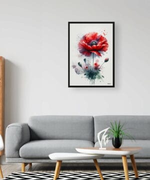 Poppy (Papaver rhoeas) Watercolour Botanical Art Print - Blotted Painting Framed Plant Wall Art 24 Poppy (Papaver rhoeas) Watercolour Botanical Art Print - Blotted Painting Framed Plant Wall Art - Image 11