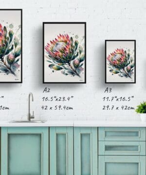 Proteas (Sugarbushes) Watercolour Botanical Art Print - Blotted Painting Framed Plant Wall Art 25 Proteas (Sugarbushes) Watercolour Botanical Art Print - Blotted Painting Framed Plant Wall Art - Image 12