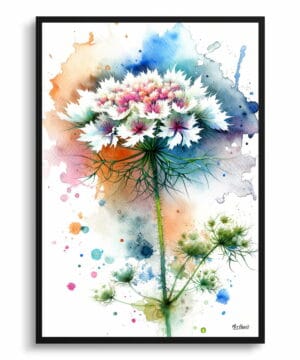 Queen Anne's lace (Daucus carota) Watercolour Botanical Art Print - Blotted Painting Framed Plant Wall Art 22 Queen Anne's lace (Daucus carota) Watercolour Botanical Art Print - Blotted Painting Framed Plant Wall Art - Image 9