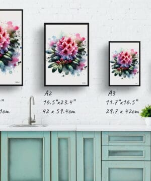 Rhododendron (Azalea) Watercolour Botanical Art Print - Blotted Painting Framed Plant Wall Art 25 Rhododendron (Azalea) Watercolour Botanical Art Print - Blotted Painting Framed Plant Wall Art - Image 12