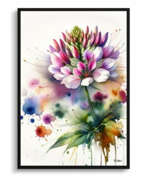 Spider flower (Cleome) Watercolour Botanical Art Print - Blotted Painting Framed Plant Wall Art 18 Spider flower (Cleome) Watercolour Botanical Art Print - Blotted Painting Framed Plant Wall Art - Image 5