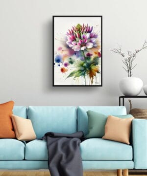 Spider flower (Cleome) Watercolour Botanical Art Print - Blotted Painting Framed Plant Wall Art 19 Spider flower (Cleome) Watercolour Botanical Art Print - Blotted Painting Framed Plant Wall Art - Image 6