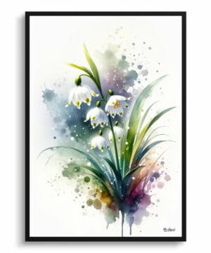 Summer snowflake (Leucojum Aestivum) Watercolour Botanical Art Print - Blotted Painting Framed Plant Wall Art 22 Summer snowflake (Leucojum Aestivum) Watercolour Botanical Art Print - Blotted Painting Framed Plant Wall Art - Image 9