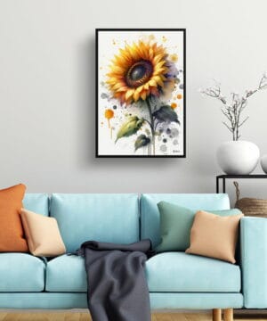Sunflower (Helianthus annuus) Watercolour Botanical Art Print - Blotted Painting Framed Plant Wall Art 23 Sunflower (Helianthus annuus) Watercolour Botanical Art Print - Blotted Painting Framed Plant Wall Art - Image 10