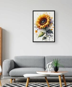 Sunflower (Helianthus annuus) Watercolour Botanical Art Print - Blotted Painting Framed Plant Wall Art 24 Sunflower (Helianthus annuus) Watercolour Botanical Art Print - Blotted Painting Framed Plant Wall Art - Image 11