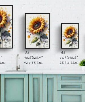 Sunflower (Helianthus annuus) Watercolour Botanical Art Print - Blotted Painting Framed Plant Wall Art 21 Sunflower (Helianthus annuus) Watercolour Botanical Art Print - Blotted Painting Framed Plant Wall Art - Image 8