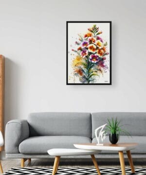 Wallflowers (Erysimum) Watercolour Botanical Art Print - Blotted Painting Framed Plant Wall Art - Image 11