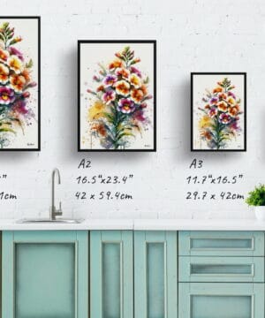 Wallflowers (Erysimum) Watercolour Botanical Art Print - Blotted Painting Framed Plant Wall Art - Image 12