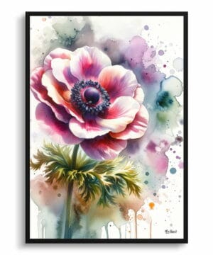 Windflower (Anemone) Watercolour Botanical Art Print - Blotted Painting Framed Plant Wall Art 18 Windflower (Anemone) Watercolour Botanical Art Print - Blotted Painting Framed Plant Wall Art - Image 5