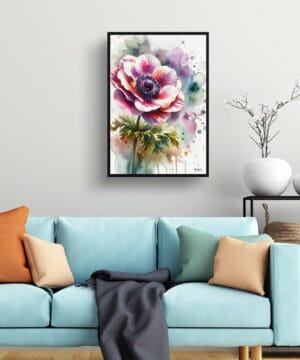 Windflower (Anemone) Watercolour Botanical Art Print - Blotted Painting Framed Plant Wall Art 19 Windflower (Anemone) Watercolour Botanical Art Print - Blotted Painting Framed Plant Wall Art - Image 6