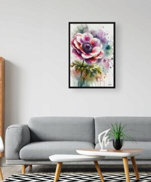 Windflower (Anemone) Watercolour Botanical Art Print - Blotted Painting Framed Plant Wall Art 24 Windflower (Anemone) Watercolour Botanical Art Print - Blotted Painting Framed Plant Wall Art - Image 11