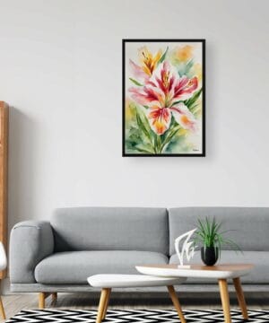 Peruvian Lily of the Incas Watercolour Botanical Art Print - Alstroemeria Framed Plant Wall Art 20 Peruvian Lily of the Incas Watercolour Botanical Art Print - Alstroemeria Framed Plant Wall Art - Image 7