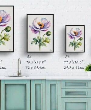 Windflower (Anemone) Watercolour Botanical Art Print - Thimbleweed Minimalist Framed Plant Wall Art 21 Windflower (Anemone) Watercolour Botanical Art Print - Thimbleweed Minimalist Framed Plant Wall Art - Image 8