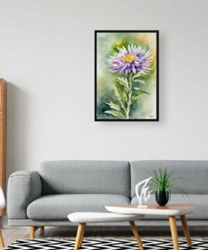 Michaelmas Daisy (Aster) Watercolour Botanical Art Print - Framed Plant Wall Art 24 Michaelmas Daisy (Aster) Watercolour Botanical Art Print - Framed Plant Wall Art - Image 11