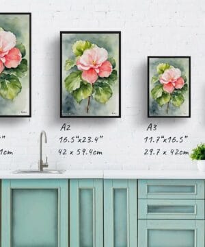 Begonia Watercolour Botanical Art Print - Wax semperflorens Framed Plant Wall Art 25 Begonia Watercolour Botanical Art Print - Wax semperflorens Framed Plant Wall Art - Image 12