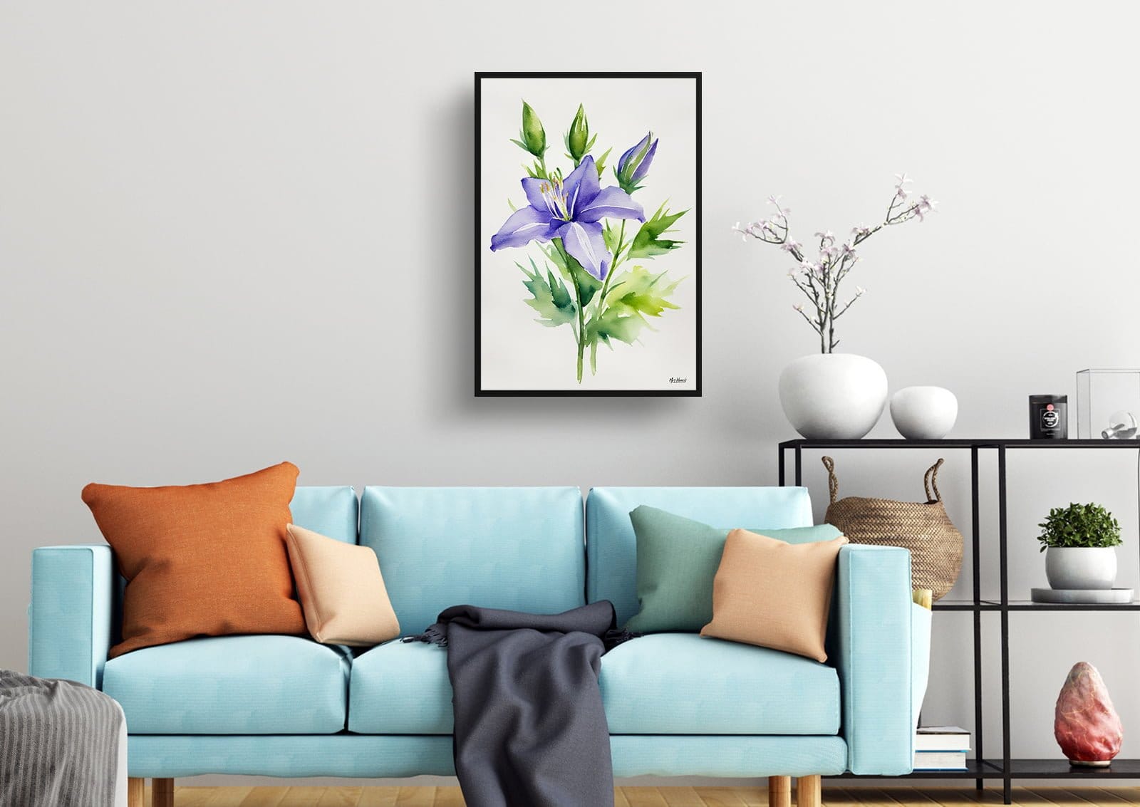 Bellflower (Campanula) Watercolour Botanical Art Print - Canterbury-bells Minimalist Framed Plant Wall Art 12 Bellflower (Campanula) Watercolour Botanical Art Print - Canterbury-bells Minimalist Framed Plant Wall Art - Image 10