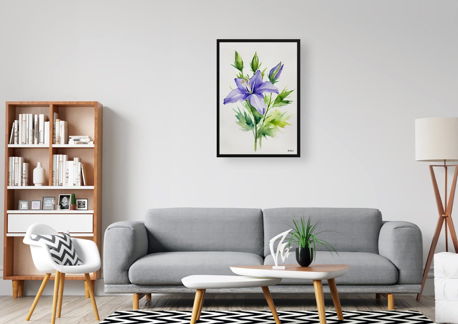 Bellflower (Campanula) Watercolour Botanical Art Print - Canterbury-bells Minimalist Framed Plant Wall Art 9 Bellflower (Campanula) Watercolour Botanical Art Print - Canterbury-bells Minimalist Framed Plant Wall Art - Image 7